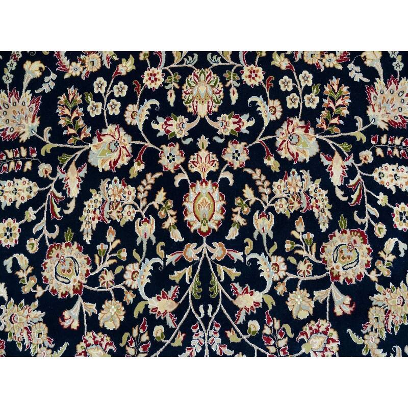 Shahbanu Rugs Midnight Blue, Nain All Over Flower Design, 250 KPSI